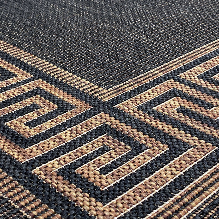 Sol 72 Outdoor™ Abrahams Flatweave Black/Gold Indoor/Outdoor Rug